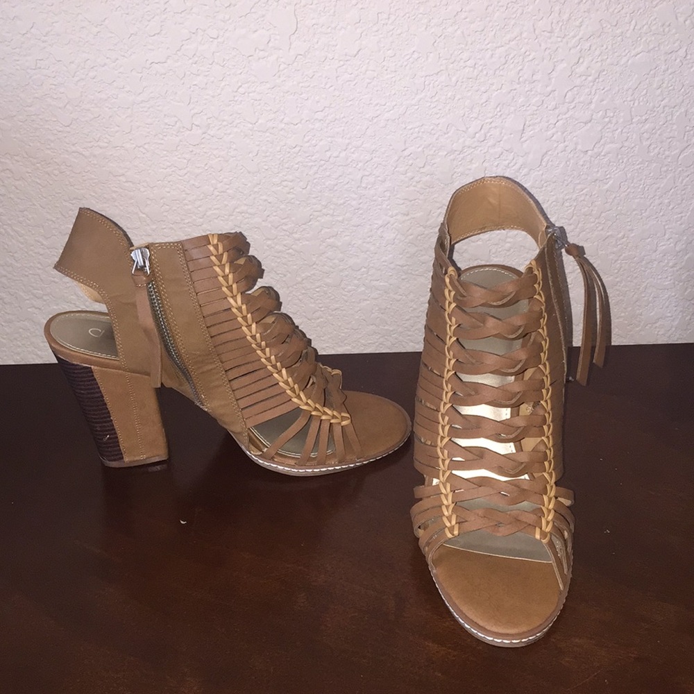 Cognac Wedged Sandals